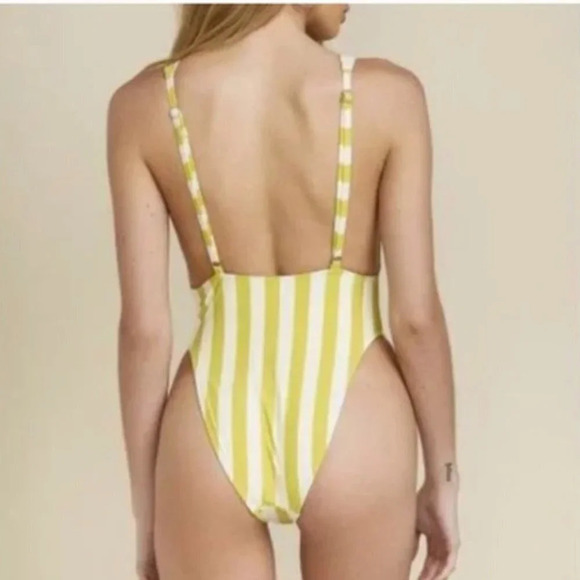 Dippin Daisys Euphoria Striped High Cut Cheeky One Piece Swimsuit Sz S - Picture 4 of 10
